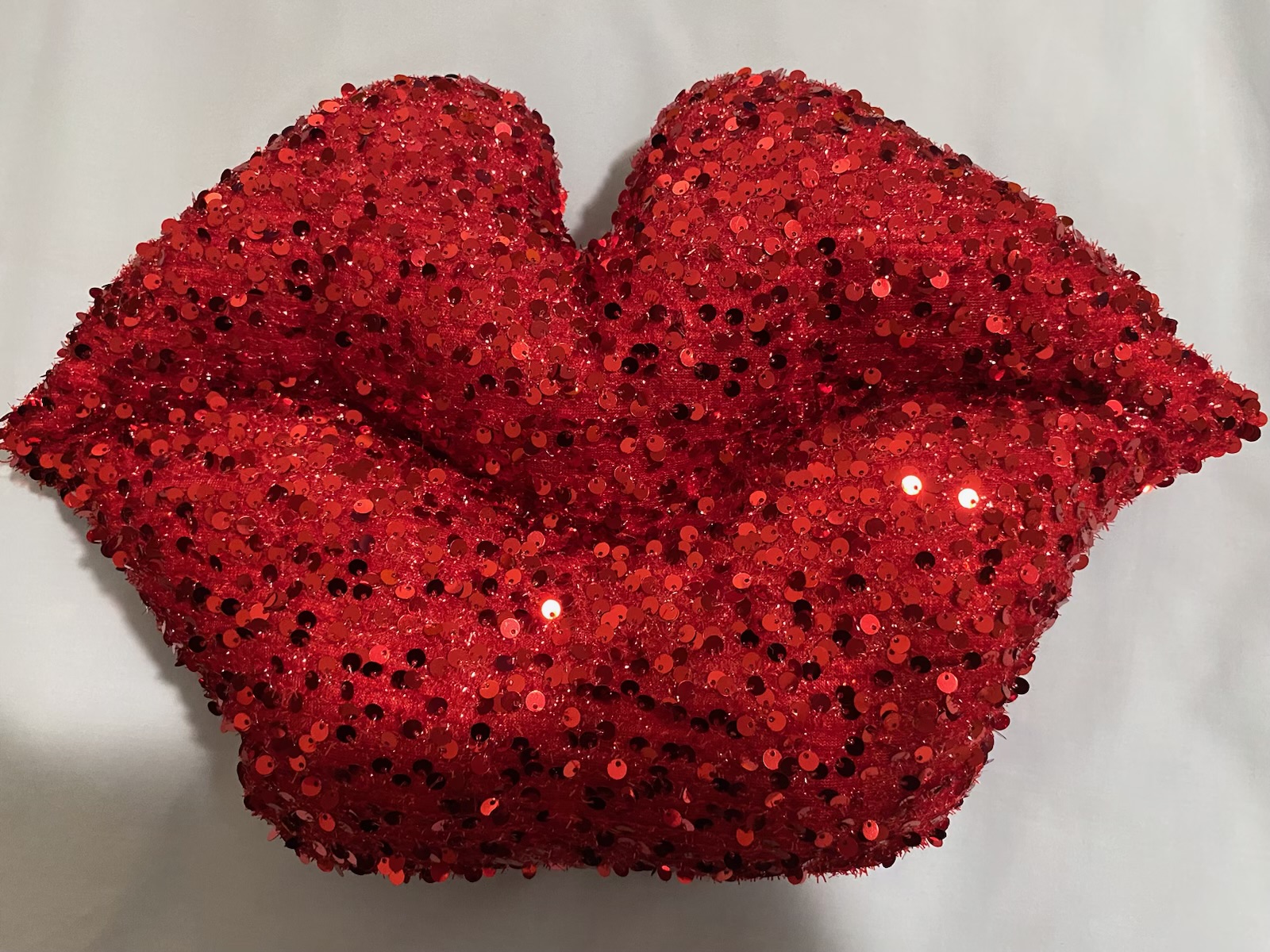 Red Sequined Lips Pillow
