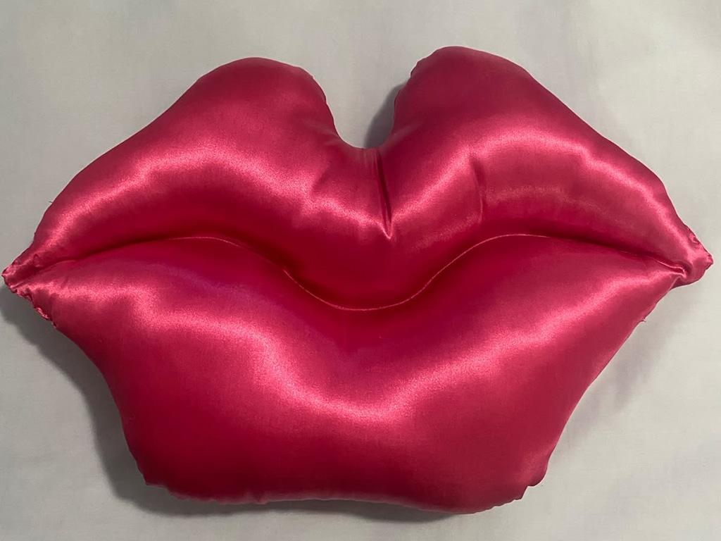 Pink Satin Lips Cushion